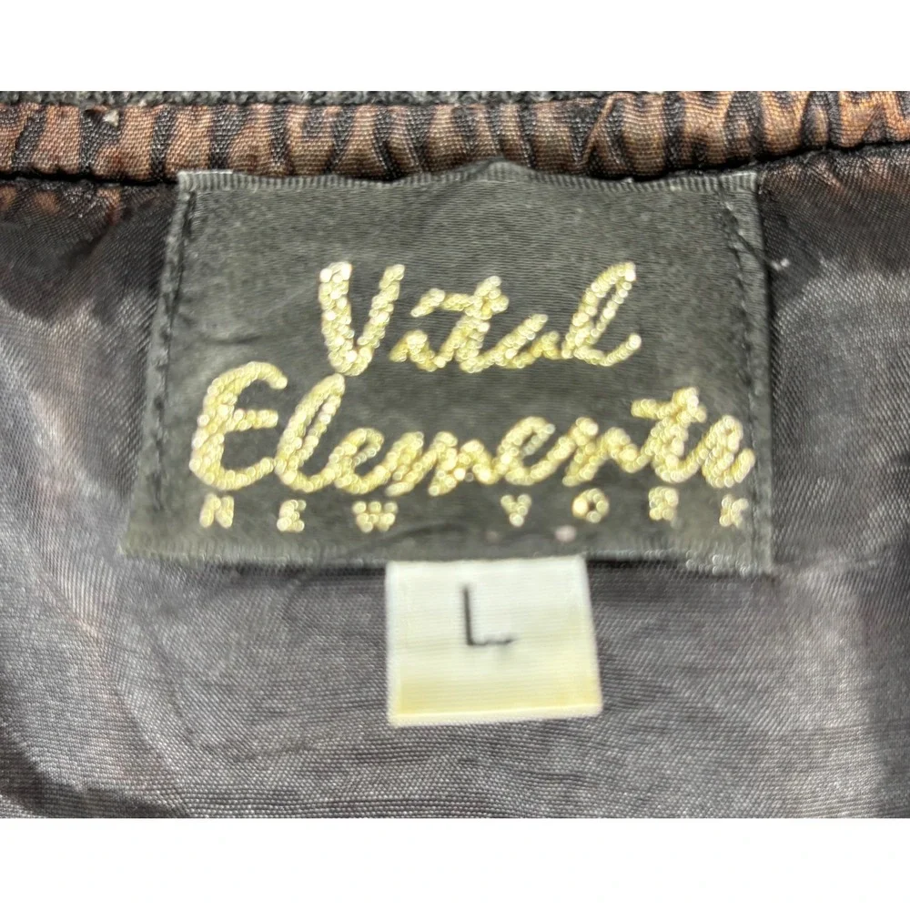 Vintage Vital‎ Elements Patchwork Bomber Jacket Womens L Multicolor Baroque Stud